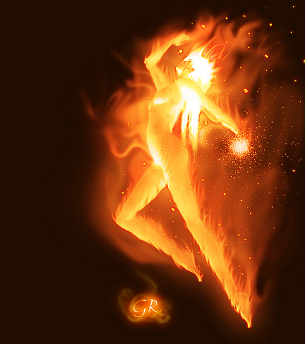 Photo of dancing woman on fire